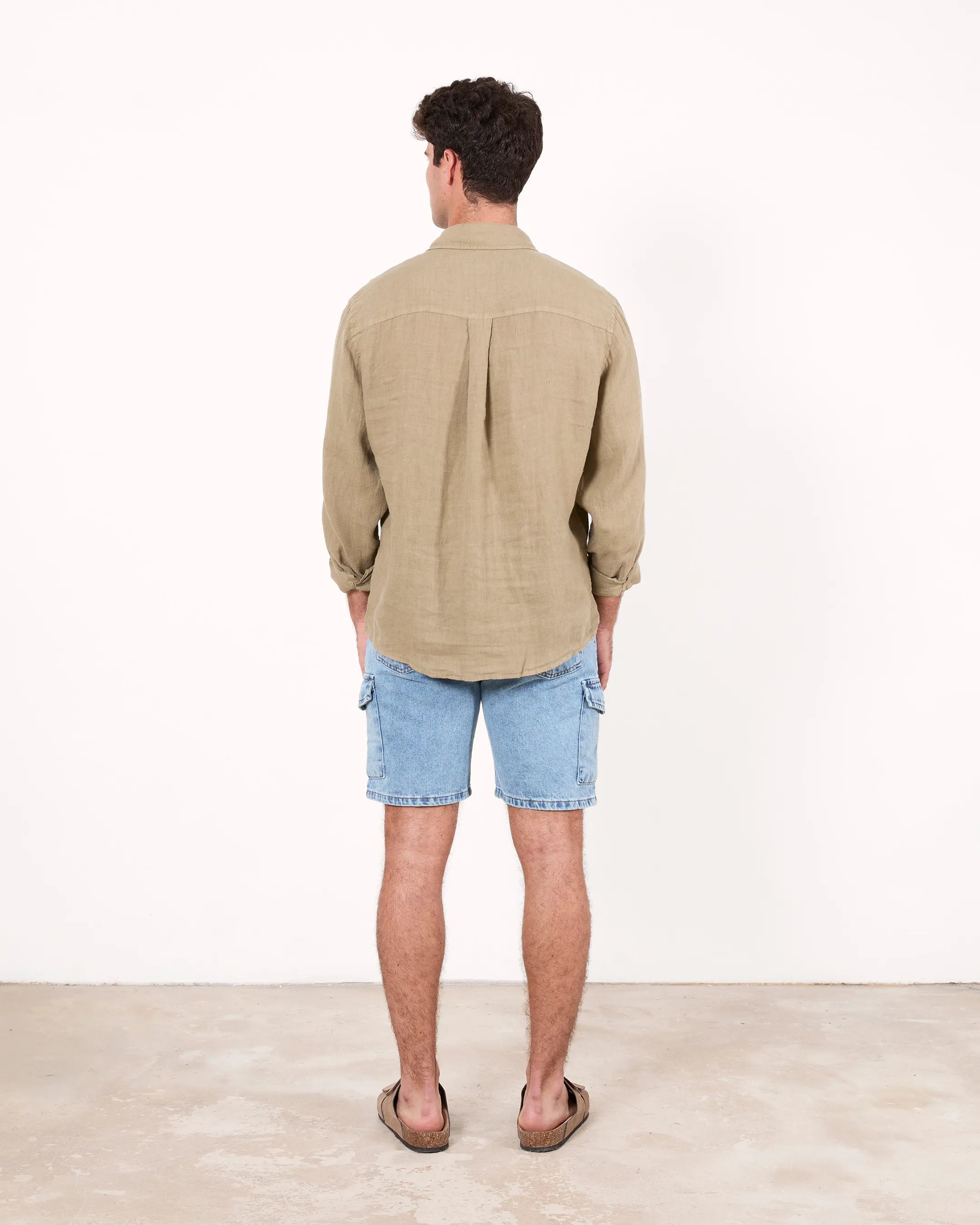 Hunting green relaxed linen shirt