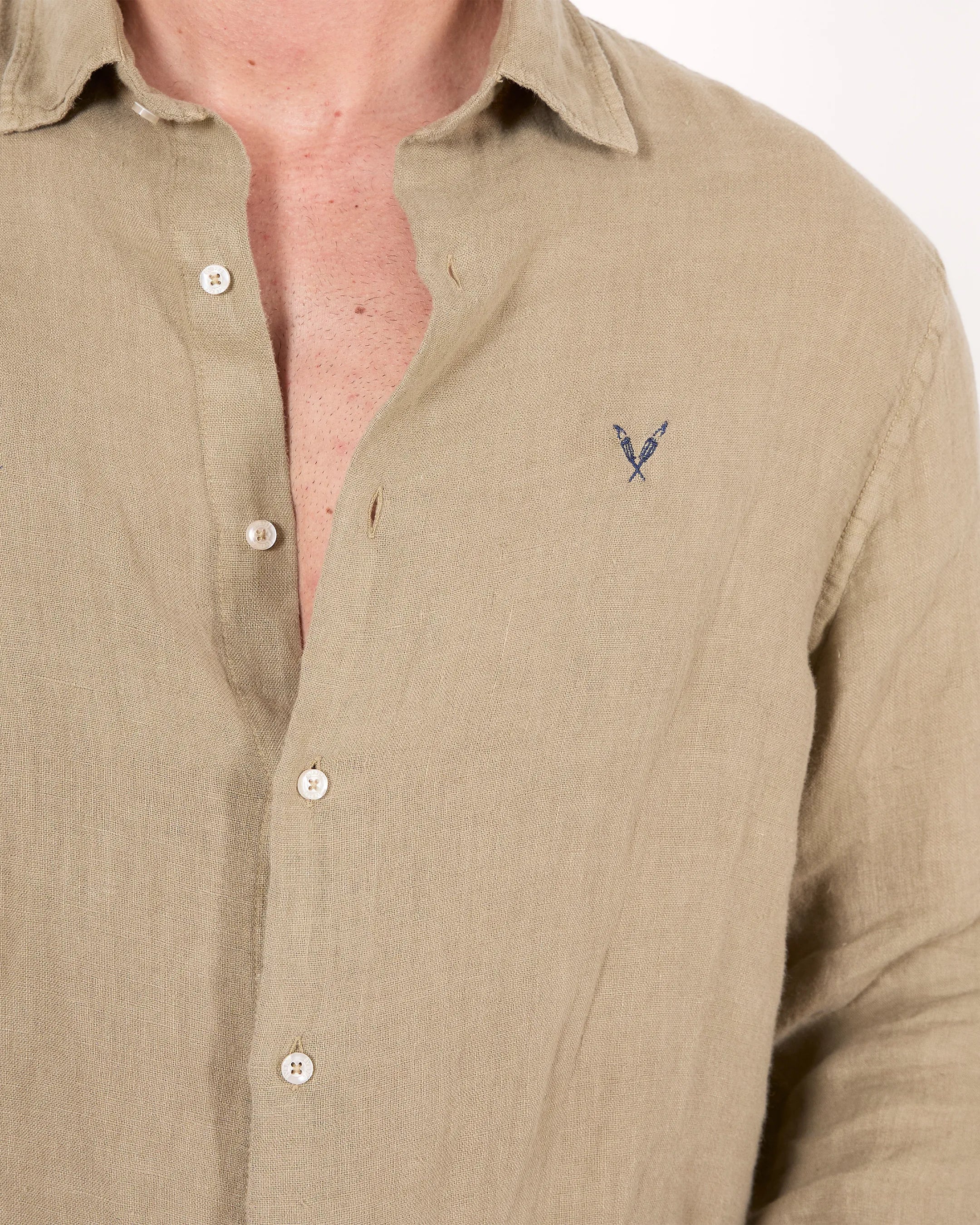 Hunting green relaxed linen shirt